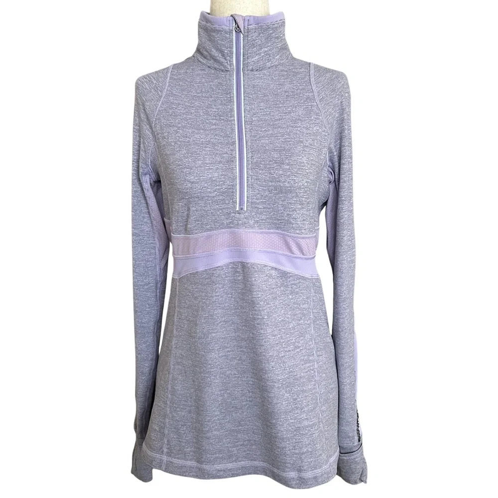 Lululemon Reflective Run Full Tilt Pullover Half Zip Top - 8 - Purple, Gray